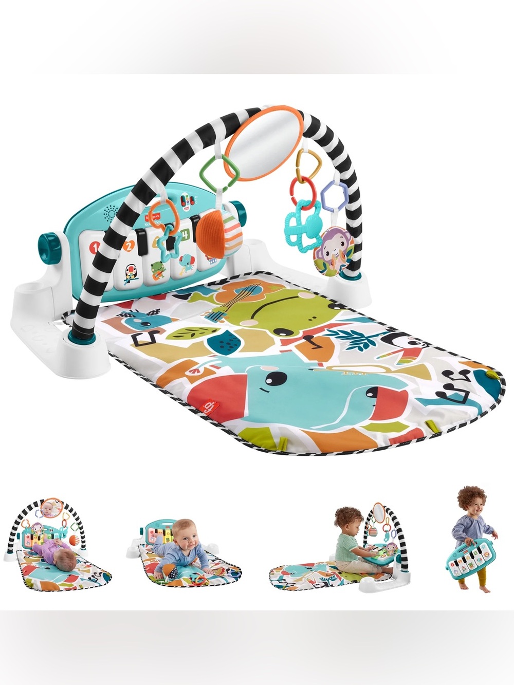 Used! Baby Activity Play Gym and Piano Mat - Teal Multi